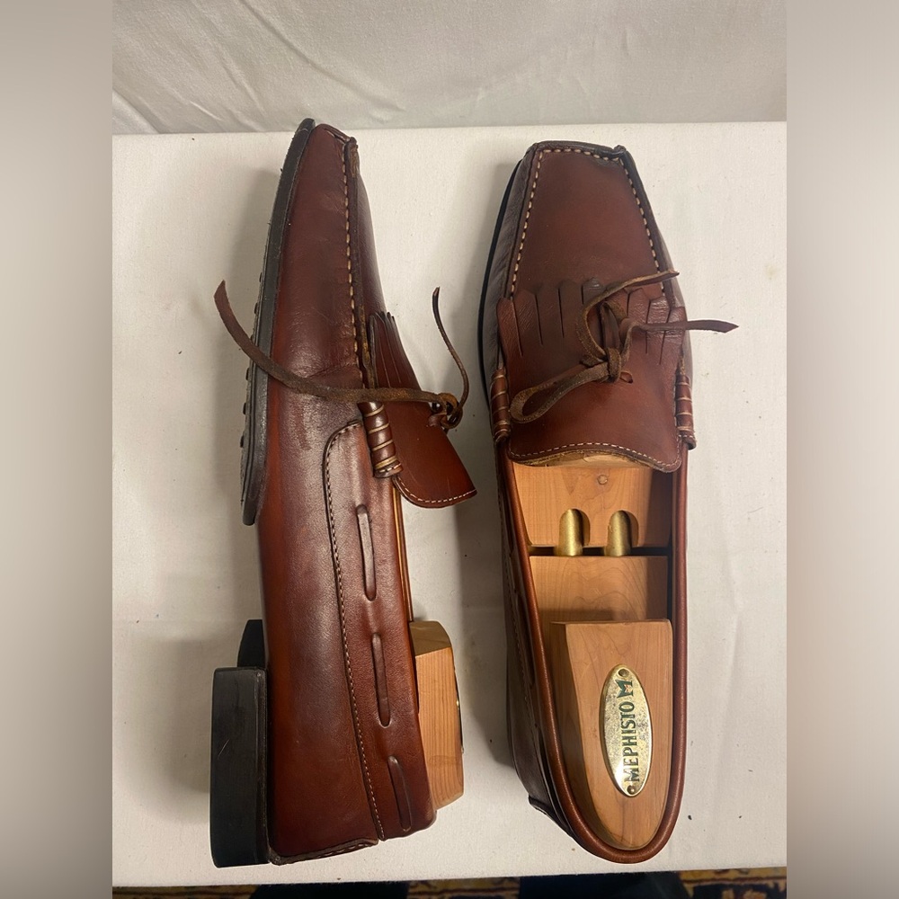 Santoni square toe Brown Leather Loafer Men’s 11 D - Picture 5 of 10